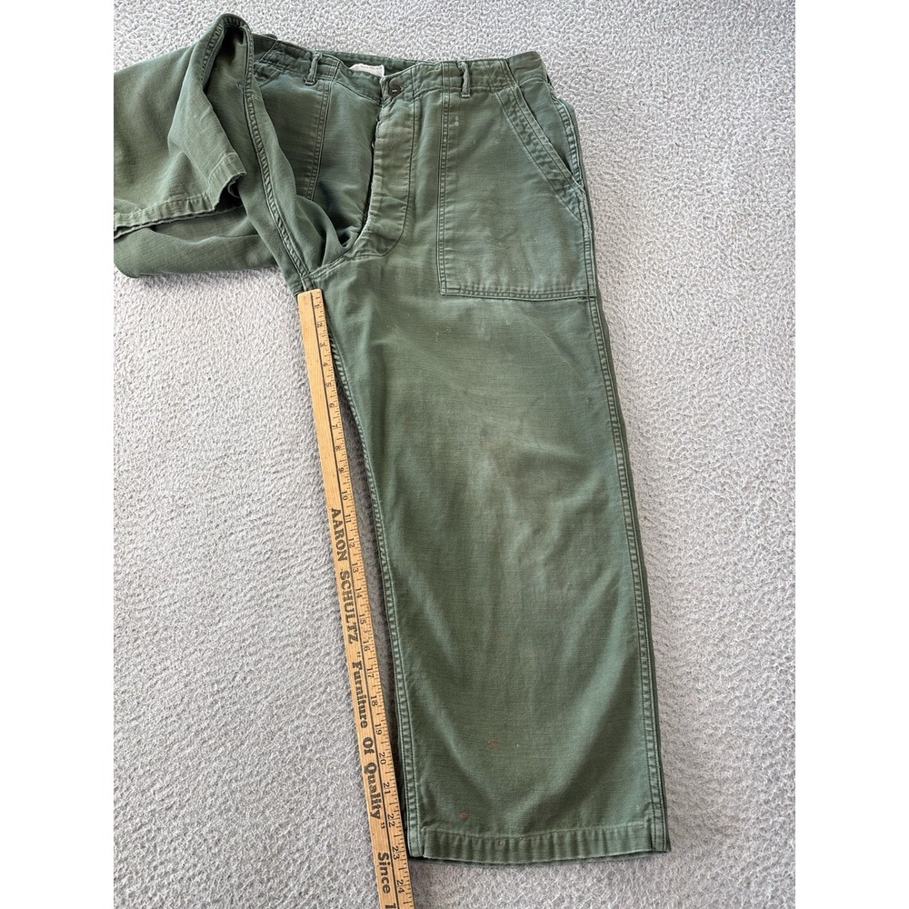 Vintage US Army OG-507 Baker Trousers Womens 34x23 Button Fly Distressed Patched - Picture 7 of 16
